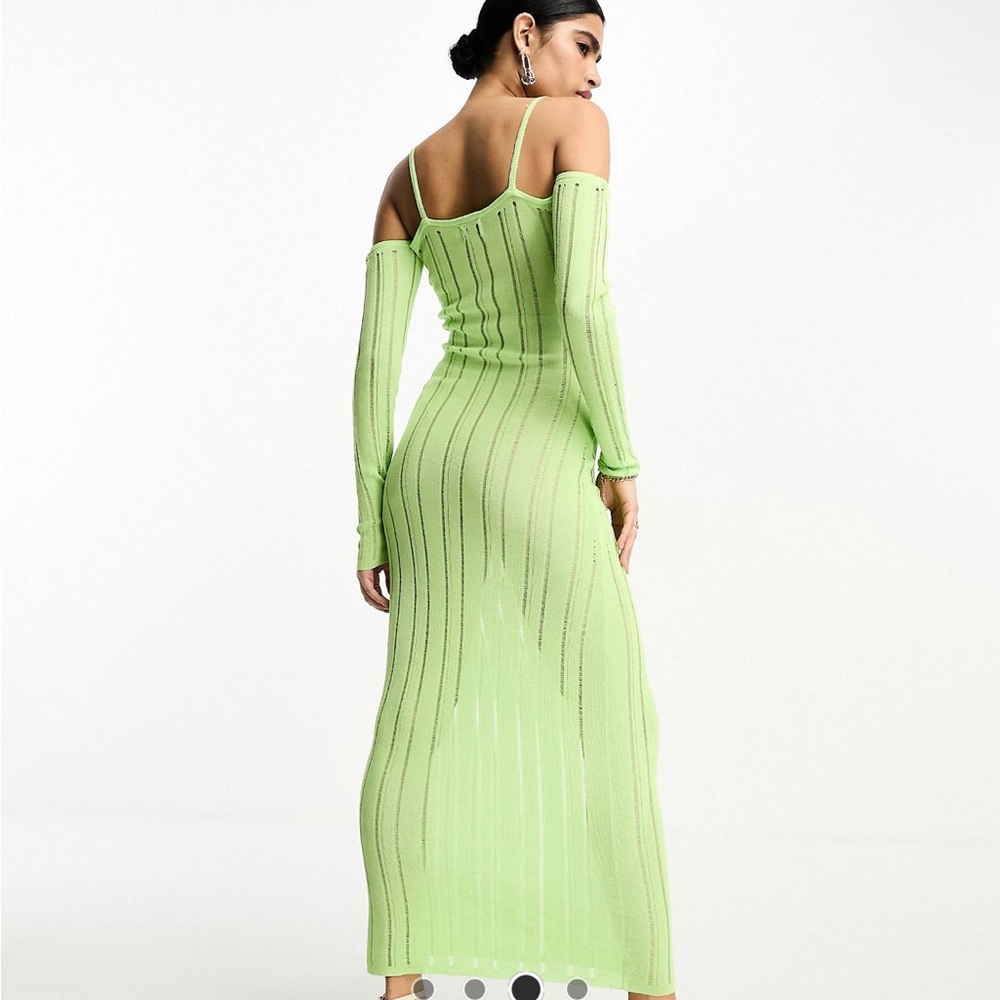 Na-kd brand long green off the shoulder dress